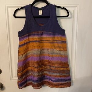 Anthropologie Left of Center Silk Flowy watercolor Striped Tank Sleeveless Top